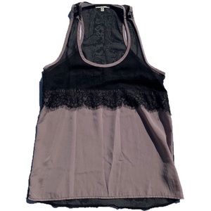 Something Navy medium black and gray lace layered sleeveless blouse